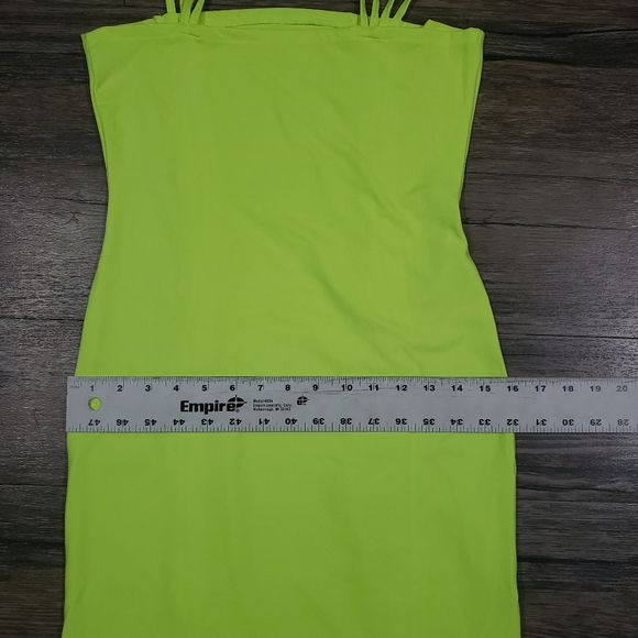 Ruched Bodycon Neon Dress Size Large Bright Neon Dress - Picture 8 of 10